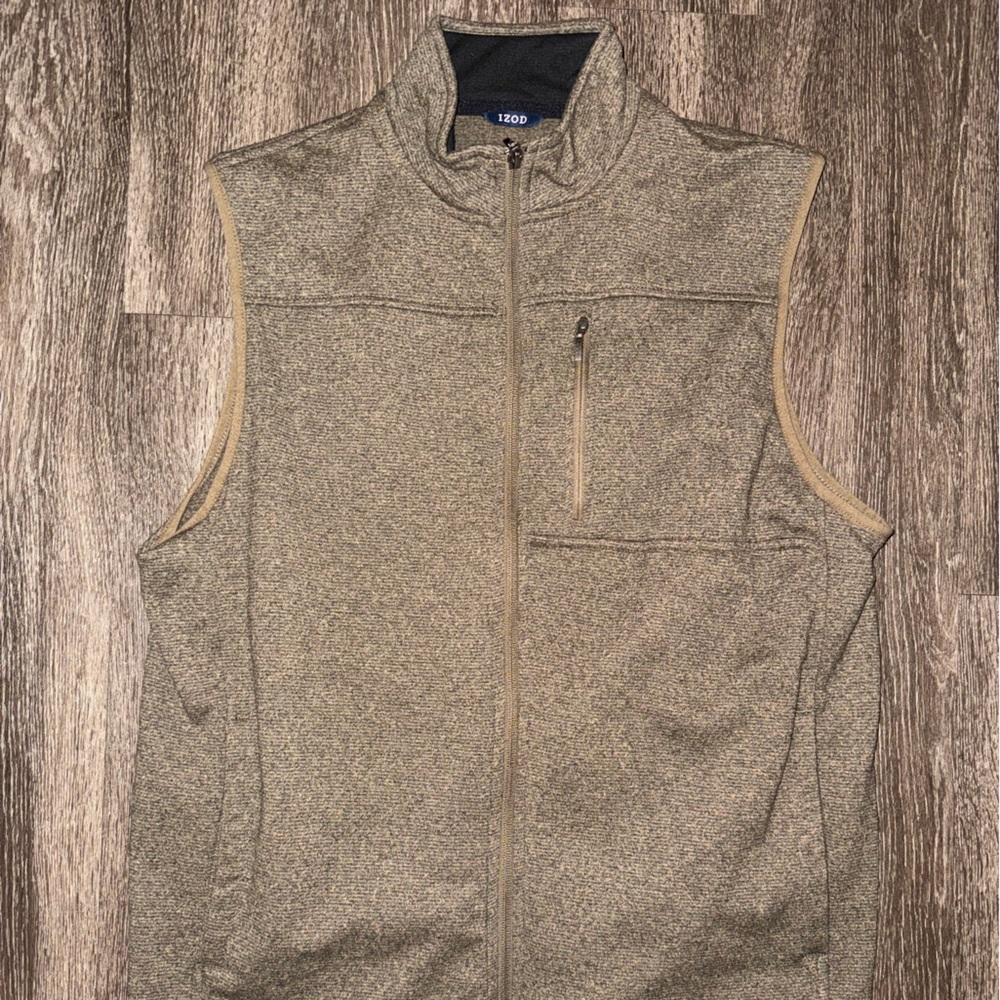 Izod Mens Lightweight Vest Brown/Tan - Medium